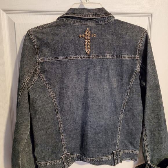 Woman's Studded denim jacket with patches sz.M - Picture 9 of 12